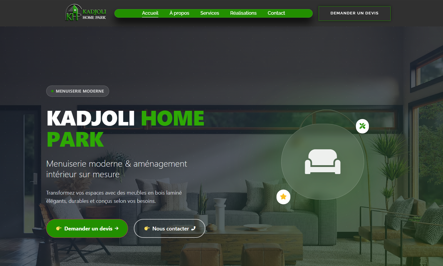 Aperçu du site KADJOLI HOME PARK
